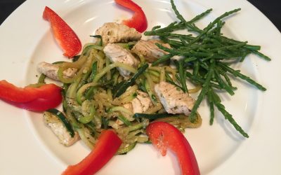 Turkey with zoodles and samphire Italian style